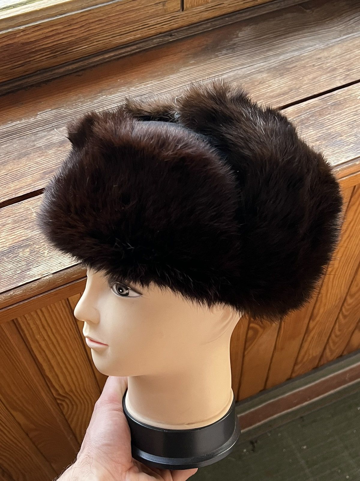Leather Ushanka Y2K Trapper Hat Furry Mohair Fuzzy Fur Hat Size ONE SIZE - 14 Thumbnail