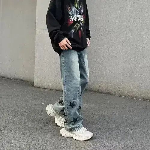 Japanese Brand Star Baggy Denim Jeans, Graphic Jeans Size US 32 / EU 48 - 3 Thumbnail