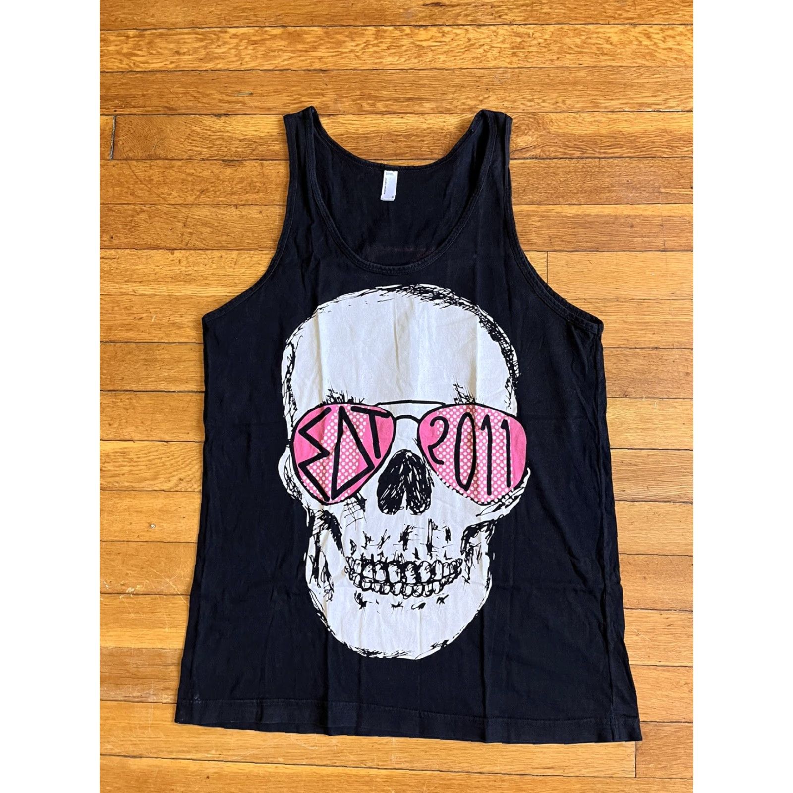 American Apparel Sigma Delta Tau Sorority Skull Tank Top Women’s Medium Black Tank Top Sleeveless Casual Size M / US 6-8 / IT 42-44 - 2 Thumbnail