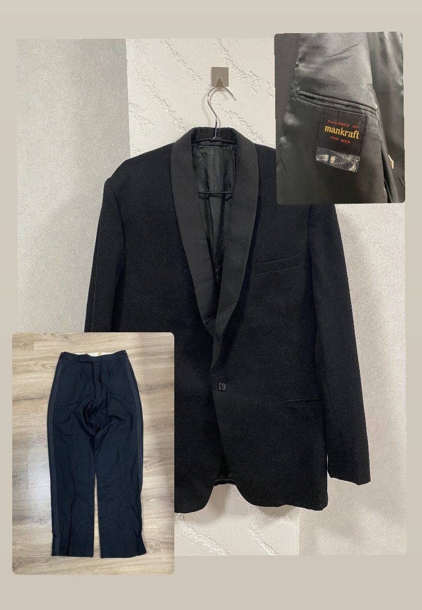 Vintage Antique Black Tuxedo with Shawl Lapel Suit Smoking 60’s Size 48R - 1 Thumbnail