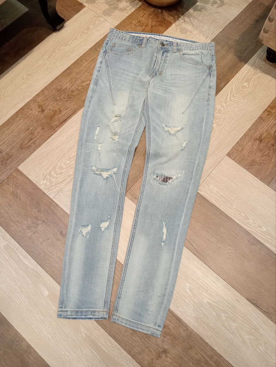 Number (N)ine NUMBER NINE JAPAN DISTRESSED LIGHT BLUE STRETCH DENIM PANTS Size US 30 / EU 46 - 2 Thumbnail