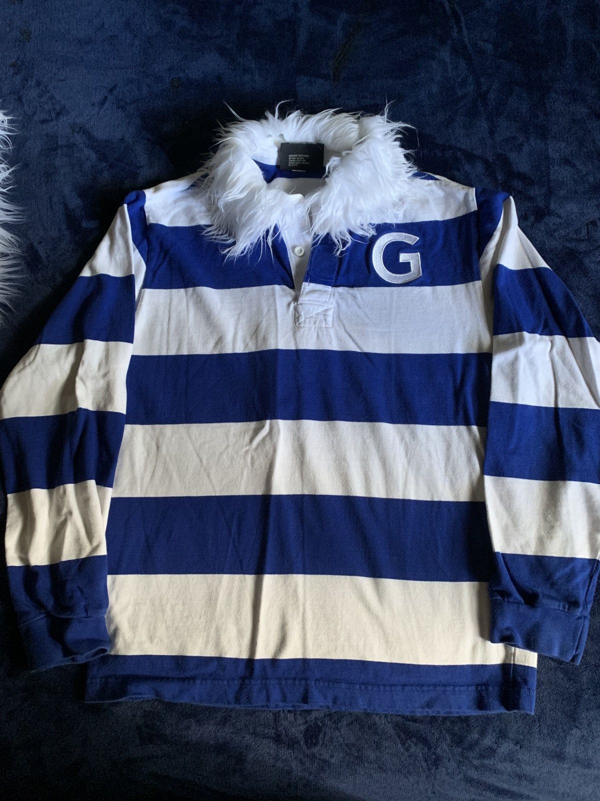 Other Blue White Striped Sweater Vintage Fur Fashion Swag 2000s Size US L / EU 52-54 / 3 - 5 Thumbnail