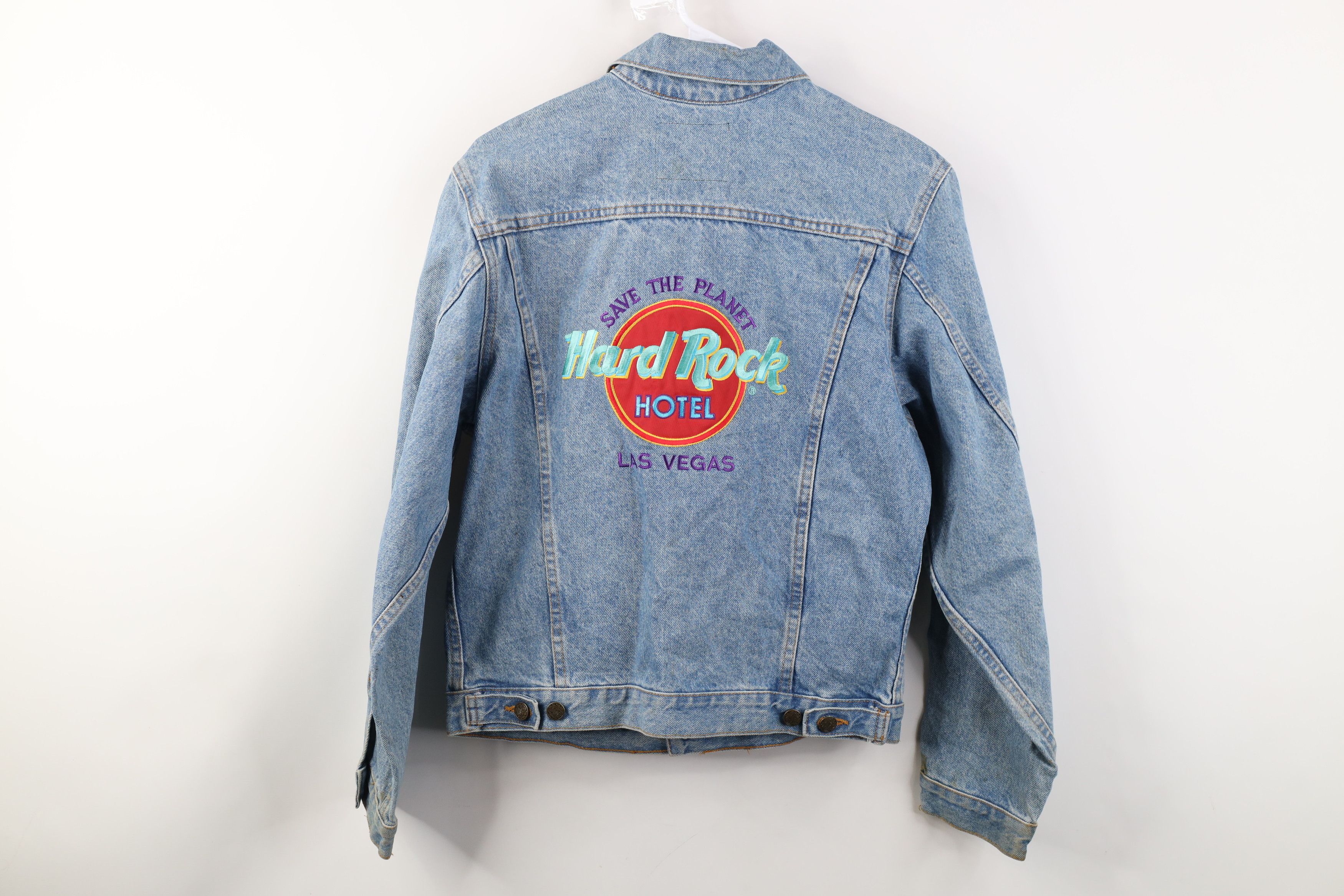 Hard Rock Cafe Vintage 90s Hard Rock Cafe Denim Trucker Jacket Blue USA Size L / US 10 / IT 46 - 15 Thumbnail