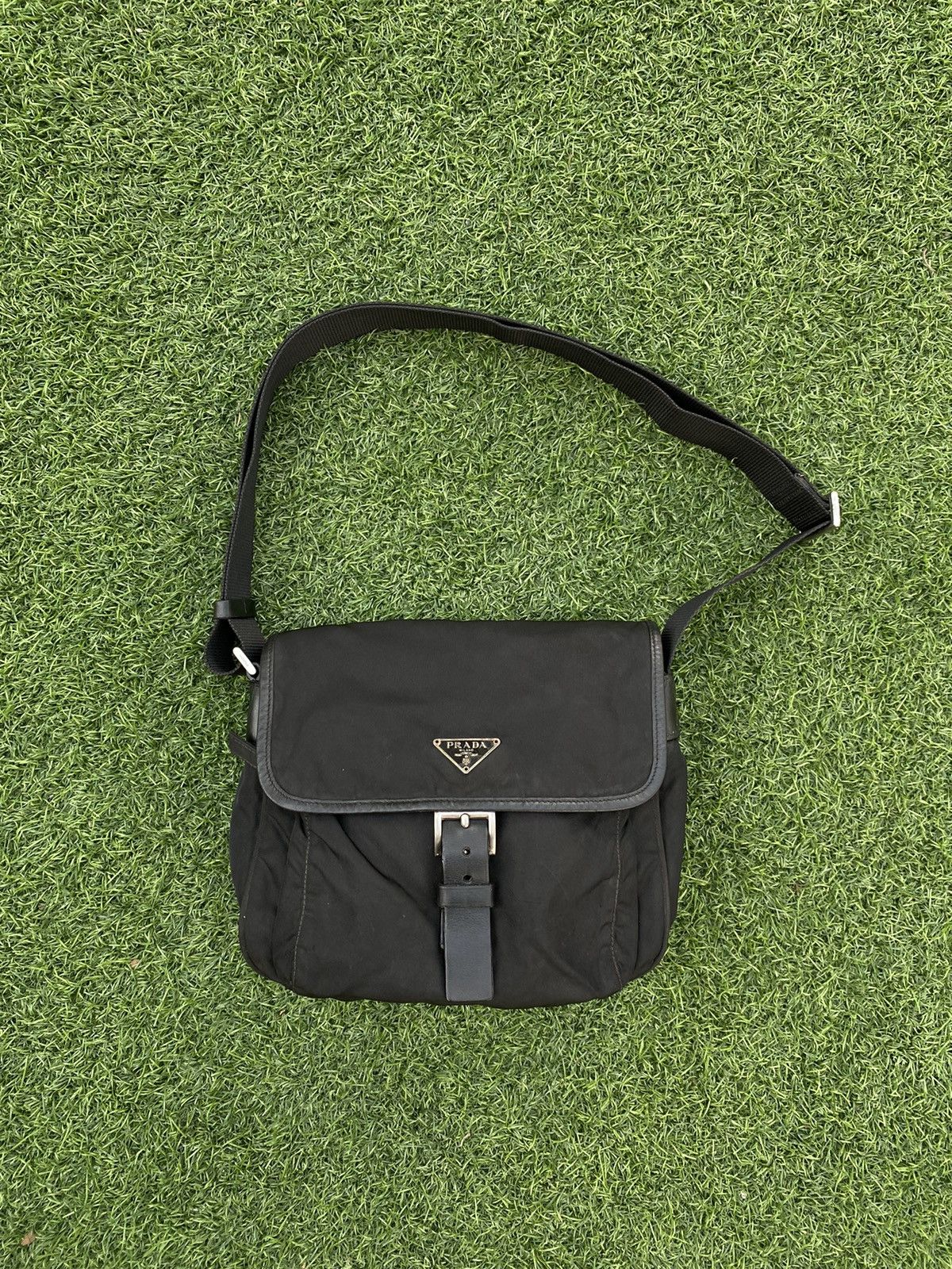 Prada Nylon Black Messenger Crossbody Bag, Men's