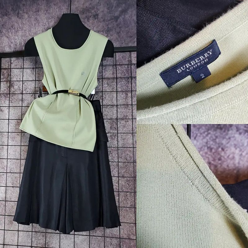 Burberry Light Green Cotton Blend Summer Top