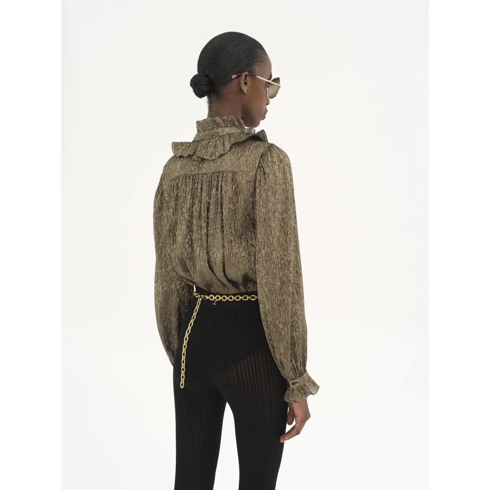 Chloe o1loc1c11125 Silk Ribbon Blouse in Black/Gold Size M / US 6-8 / IT 42-44 - 4 Thumbnail