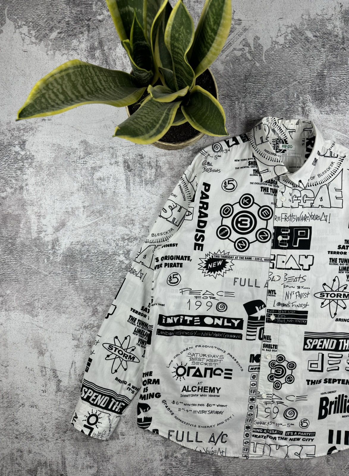 Kenzo Luxury Streetwear RARE Kenzo Paris Full Monogram Anarchy Print Longsleeve Shirt Grailed