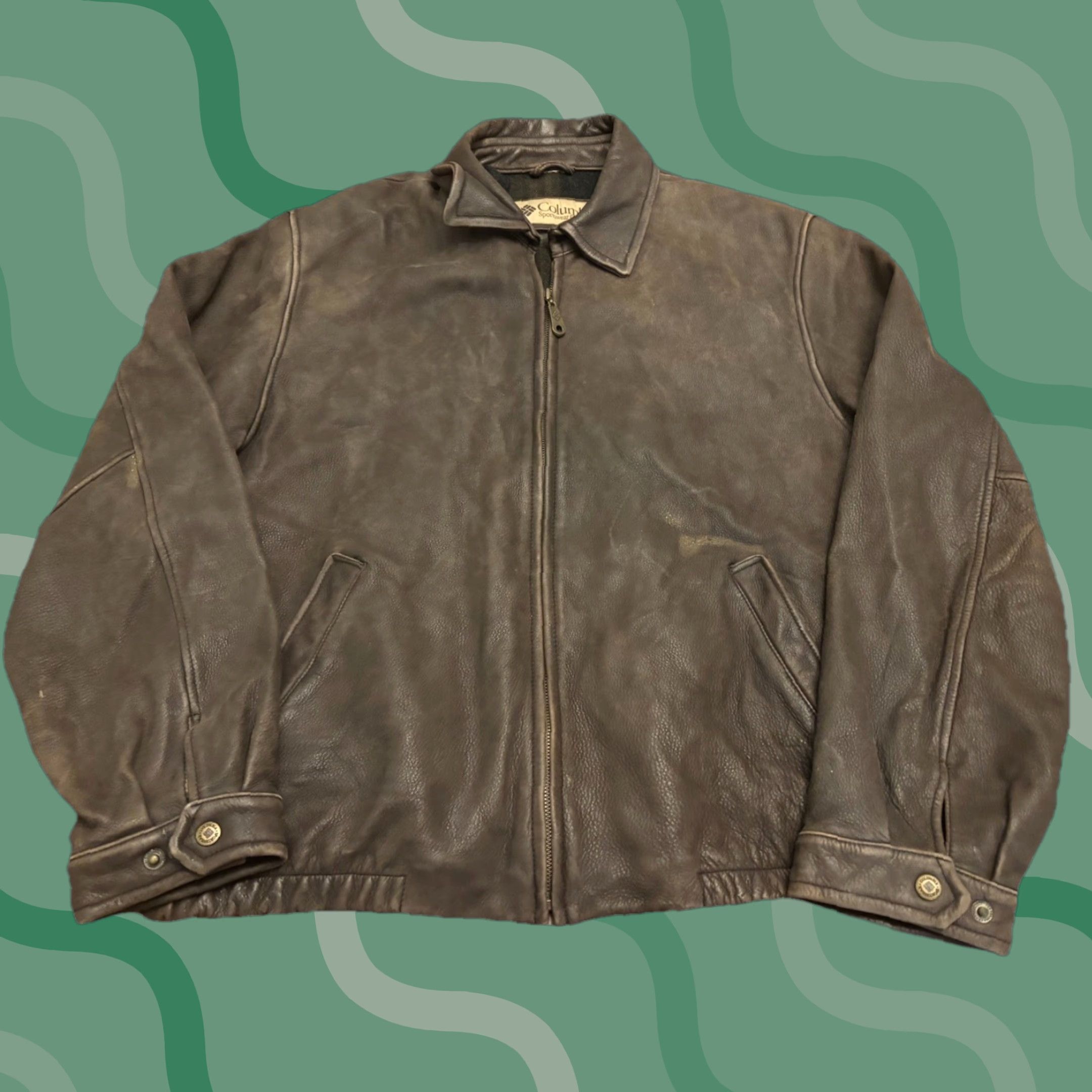 Vintage VINTAGE Columbia Leather Bomber Jacket Brown Zip Front Pockets Lined Size XXL Mens Regular 2XL Brown Leather Bomber Jacket Size US XXL / EU 58 / 5 - 1 Thumbnail