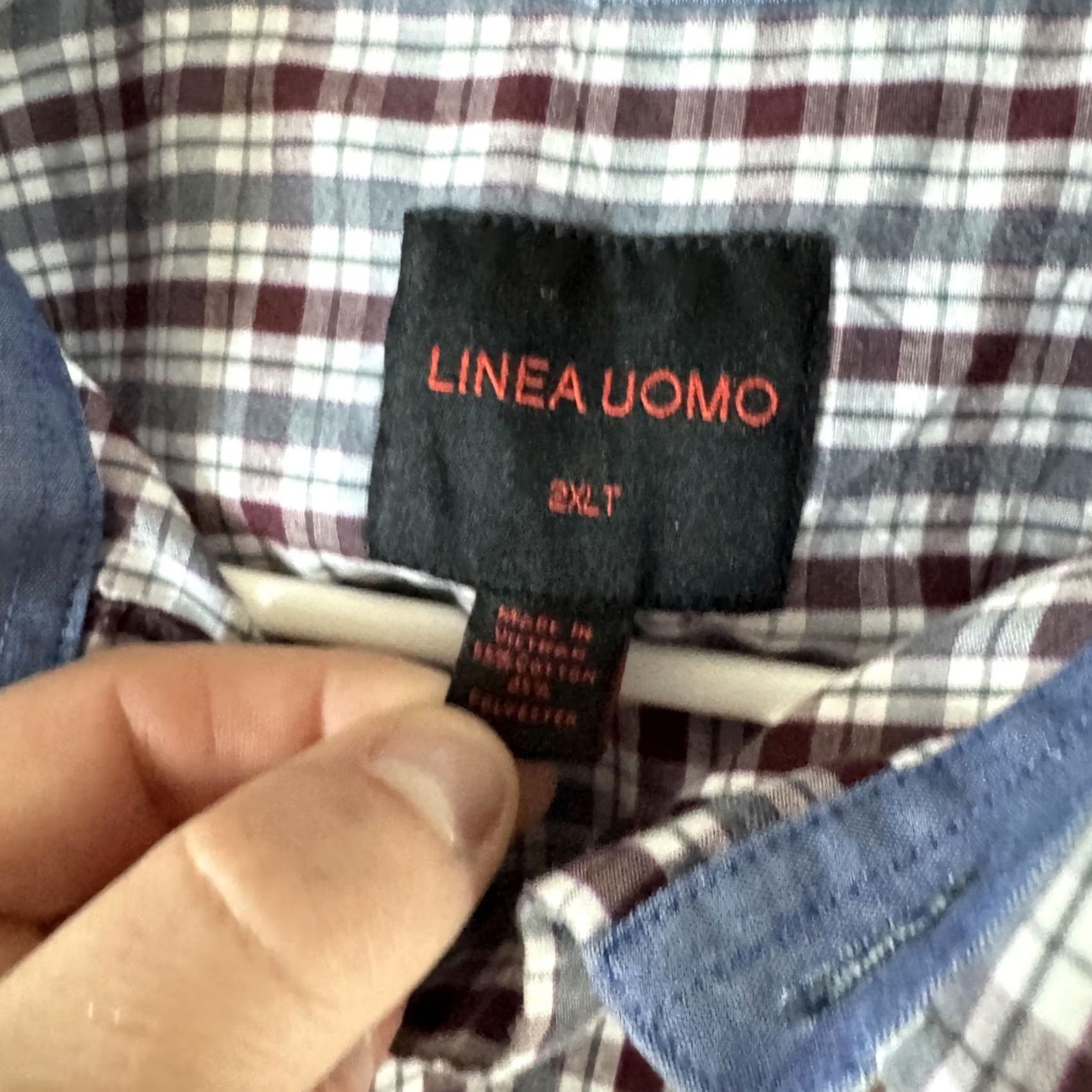 Vintage Linea Uomo Shirt 2XLT Red Plaid Check Long Sleeve Button Front Casual Shirt Mens Big & Tall Size US XXL / EU 58 / 5 - 7 Thumbnail