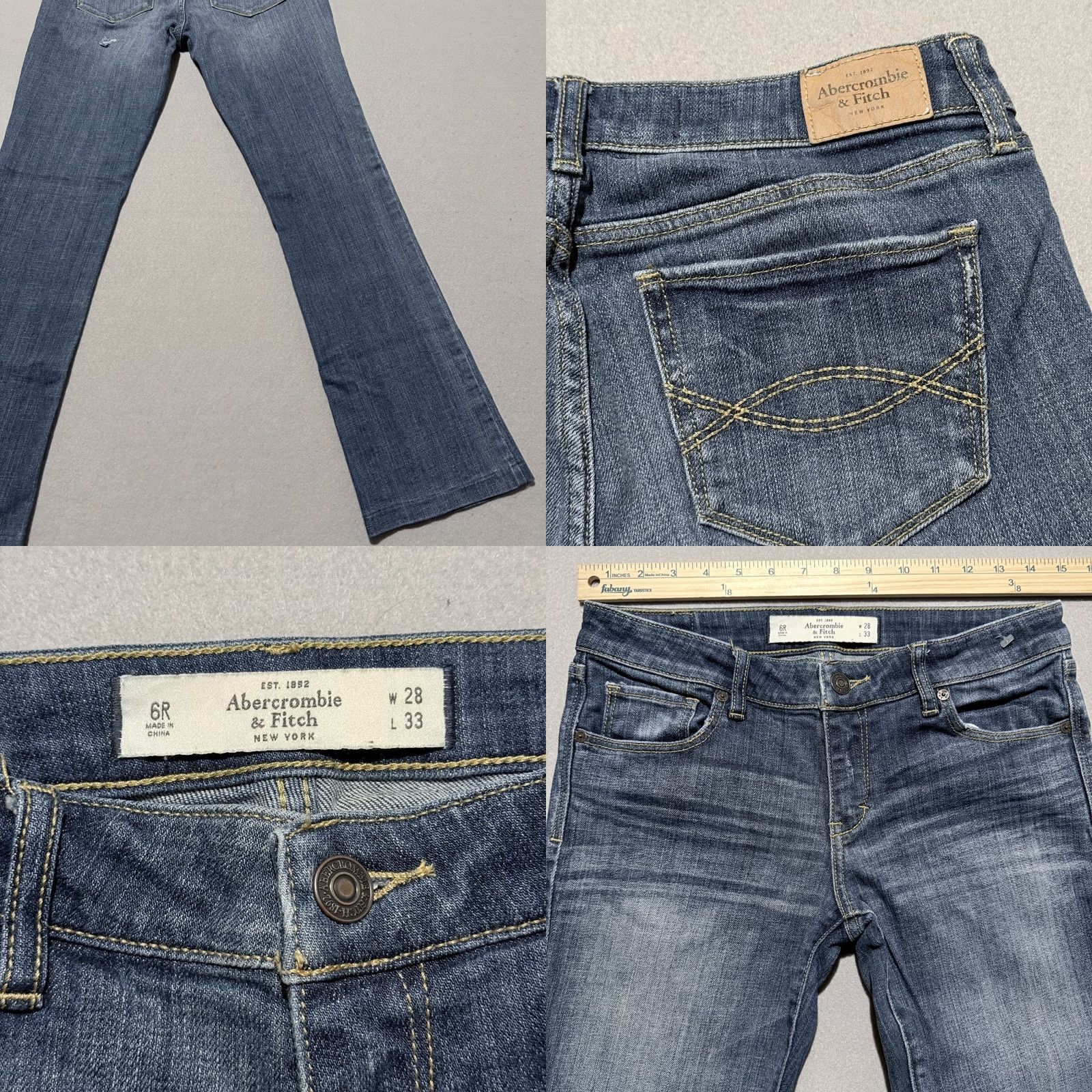 Abercrombie & Fitch Abercrombie & Fitch Jeans Women's Blue Low Rise Bootcut Flared 6 Pockets Denim 5-Pocket Design W28 XS? Size 28" / US 6 / IT 42 - 8 Thumbnail