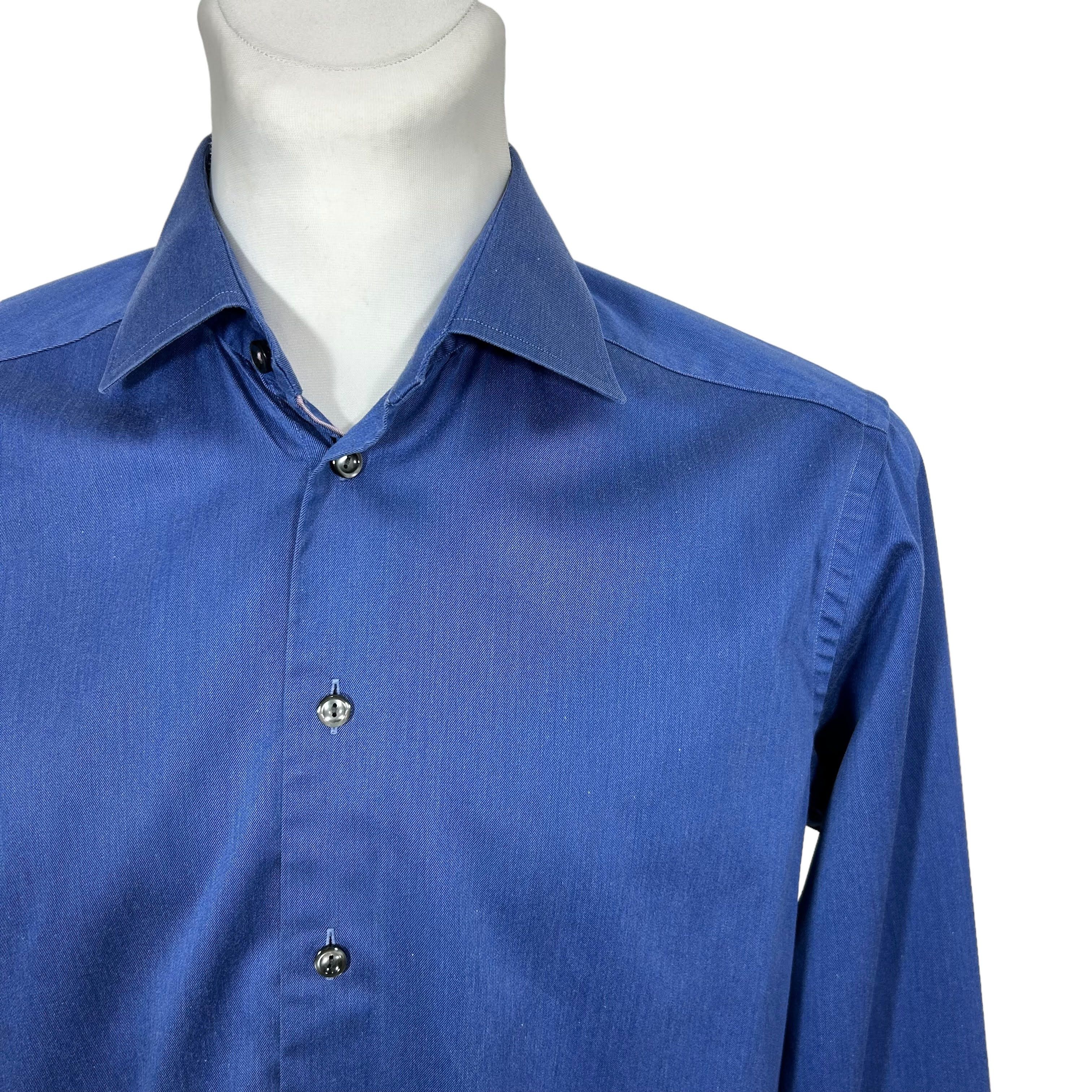 Eton Eton Contemporary Fit Cambridge Cotton Blue Shirt 15.5 Size 38R - 3 Thumbnail