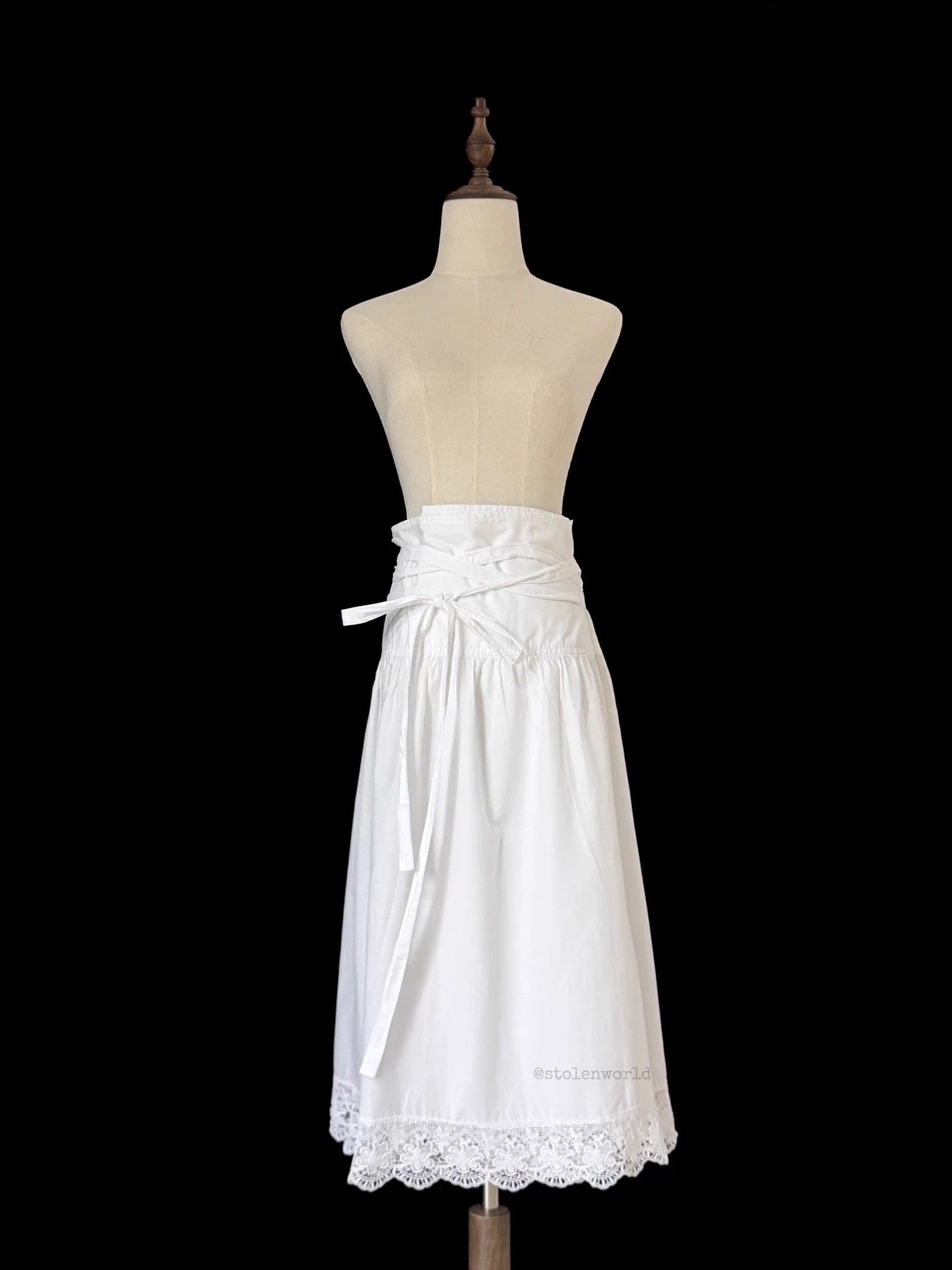Comme des Garcons CDG White Cotton Lace Wrap Skirt M Size 29" - 8 Thumbnail