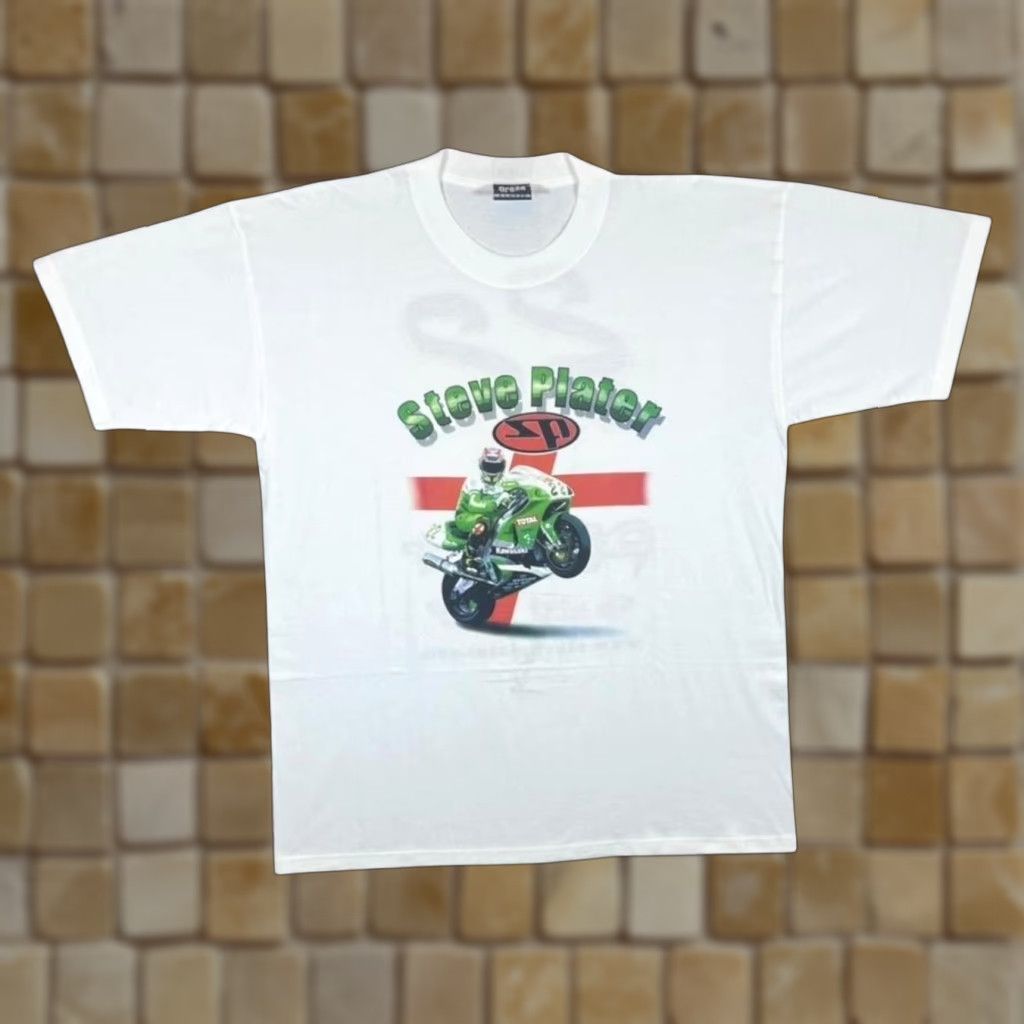 Vintage VINTAGE Dread Racing Steve Plater Motorsports Moto GP Superbike T-Shirt XL Shirt Mens White Graphic Print Front Back Lenovo? Size US XL / EU 56 / 4 - 1 Thumbnail