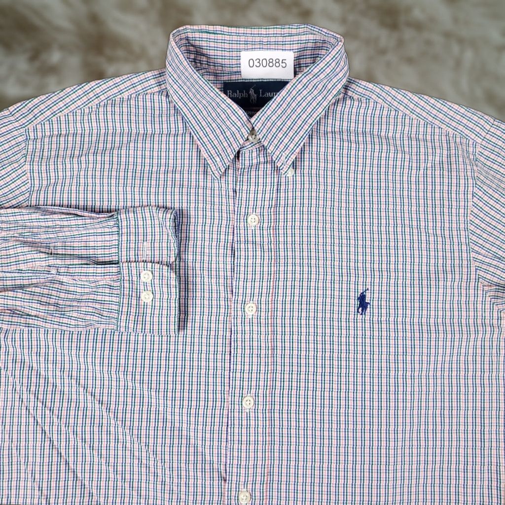 Ralph Lauren Ralph Lauren Dress Shirt Men 16 Blue Green Plaid Long Sleeve Button-Down Regular Fit Size 42R - 1 Thumbnail