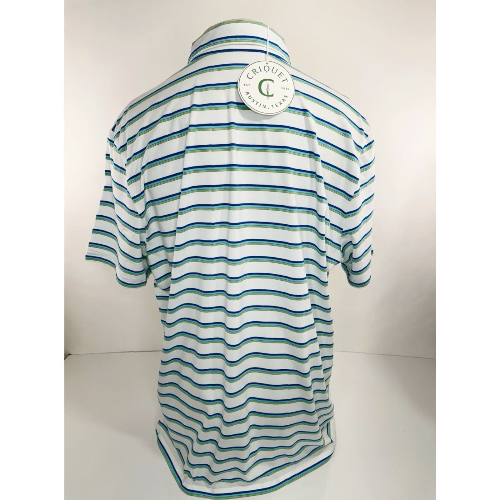 Vintage Criquet Polo Shirt Striped Embroidered Logo Slim XXL Men Regular Cotton Pullover Short Sleeve White / Green / Blue CQ12 Size US XXL / EU 58 / 5 - 4 Thumbnail