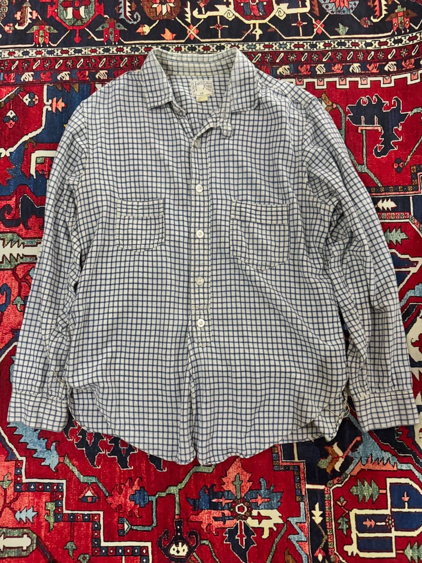 Freewheelers Vintage Blue-White Checkered Shirt Size US L / EU 52-54 / 3 - 1 Thumbnail