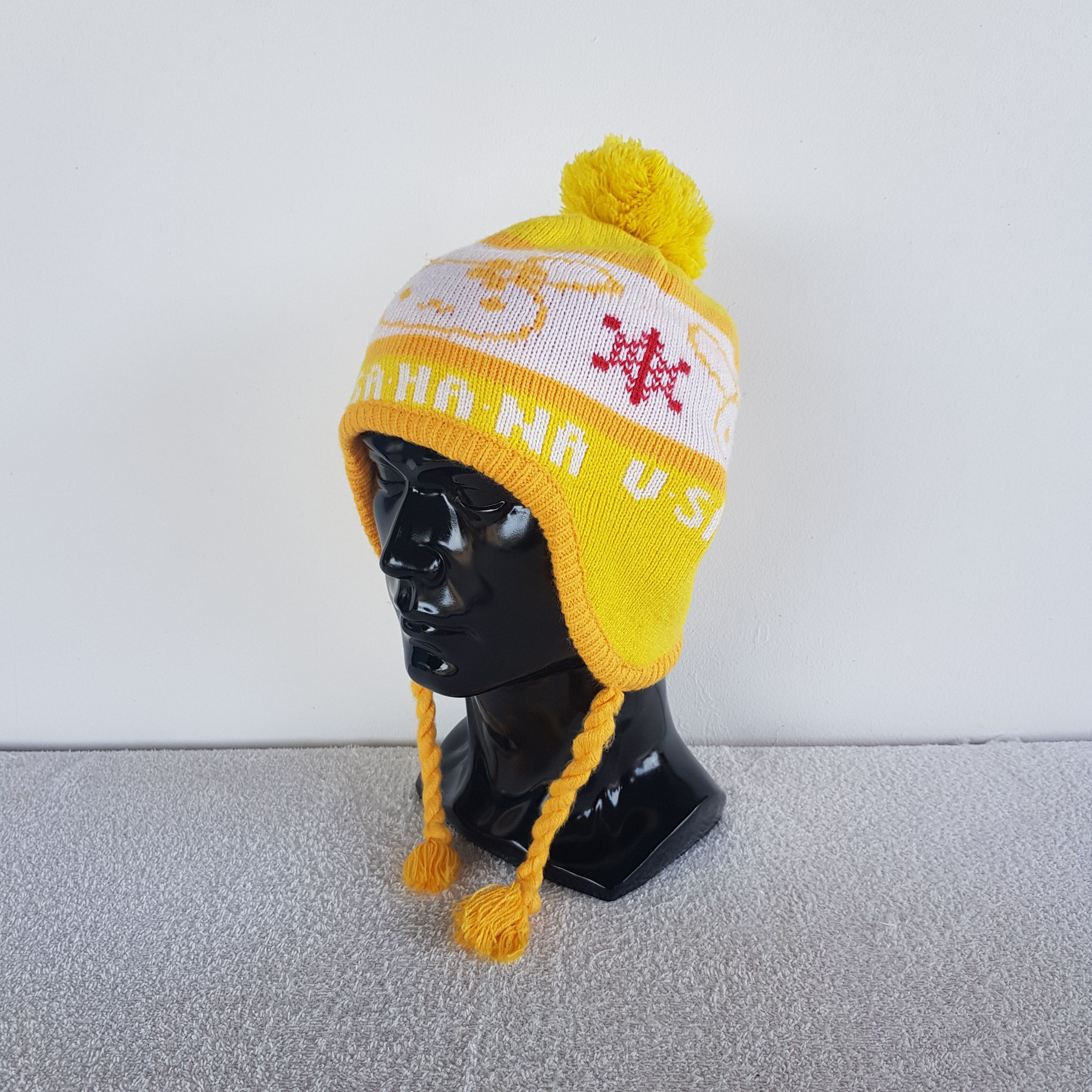 Homespun Knitwear × Other Vintage Usahana Japanese Cartoon Earflap Beanie Ski Caps Hat Size ONE SIZE - 1 Thumbnail