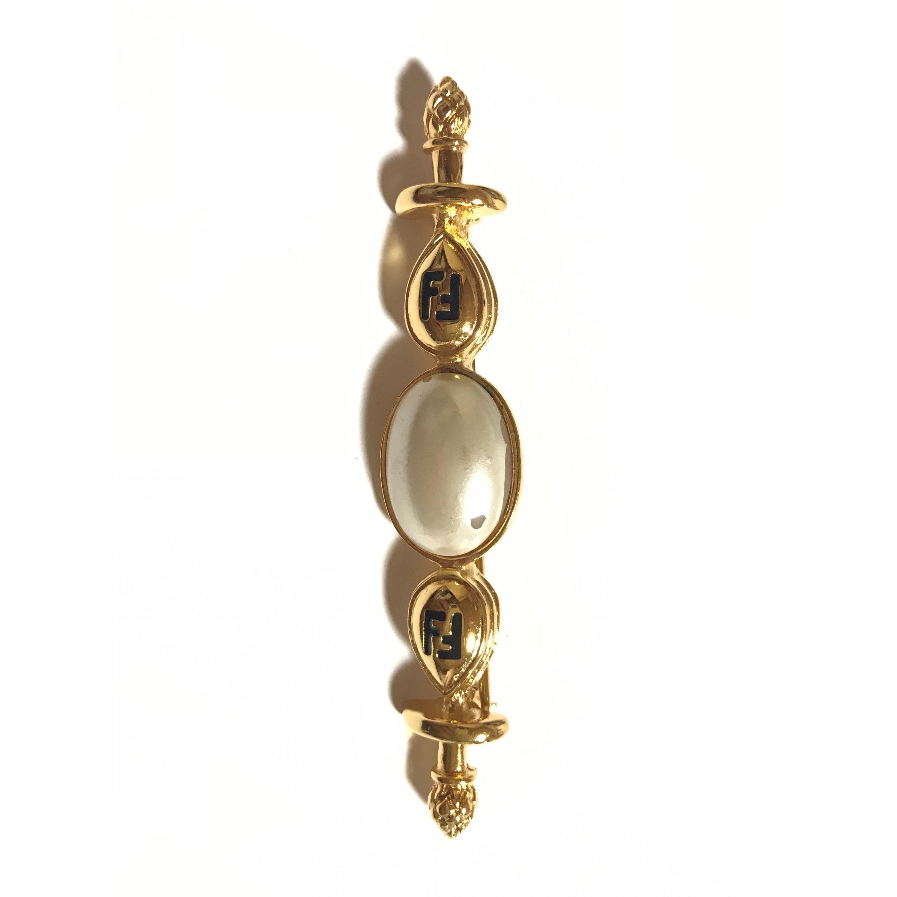 Fendi Vintage FENDI gold tone hat pin with white oval faux pearl Size ONE SIZE - 7 Thumbnail