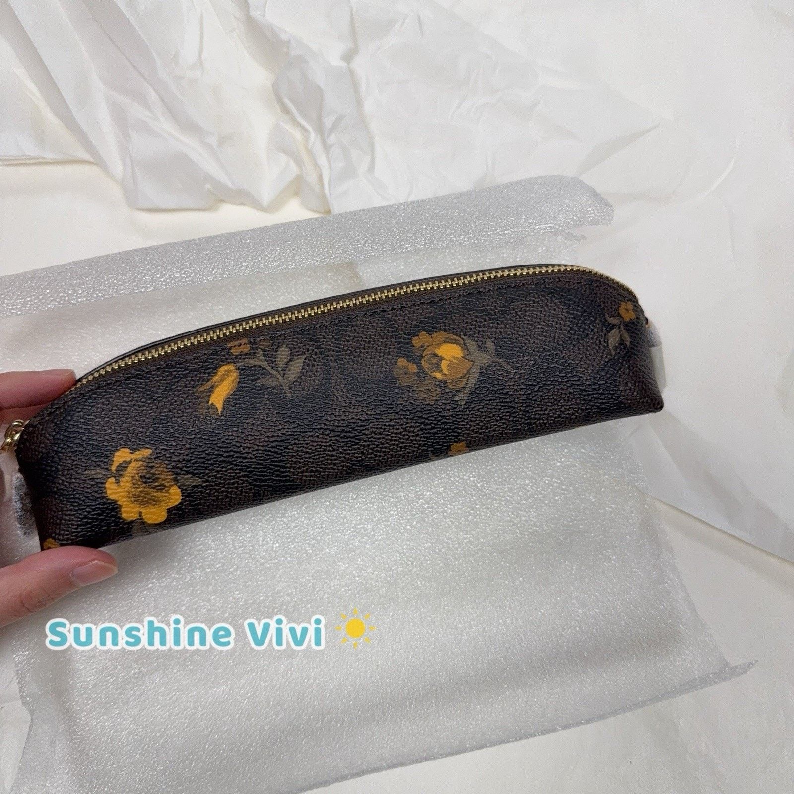 Coach NWT Coach Pencil Case Canvas Floral CCI83 Walnut/Yellow Size ONE SIZE - 1 Thumbnail