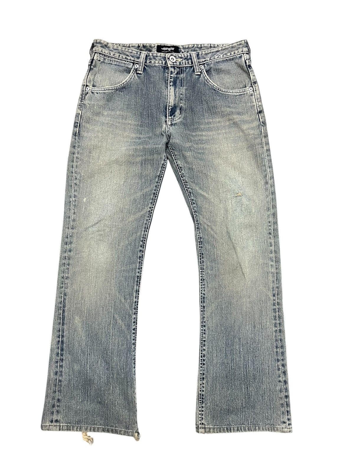 Le Grande Bleu (L.G.B.) 💥Vintage Trashed Wrangler Distressed FLARE Jeans Size US 31 - 1 Thumbnail
