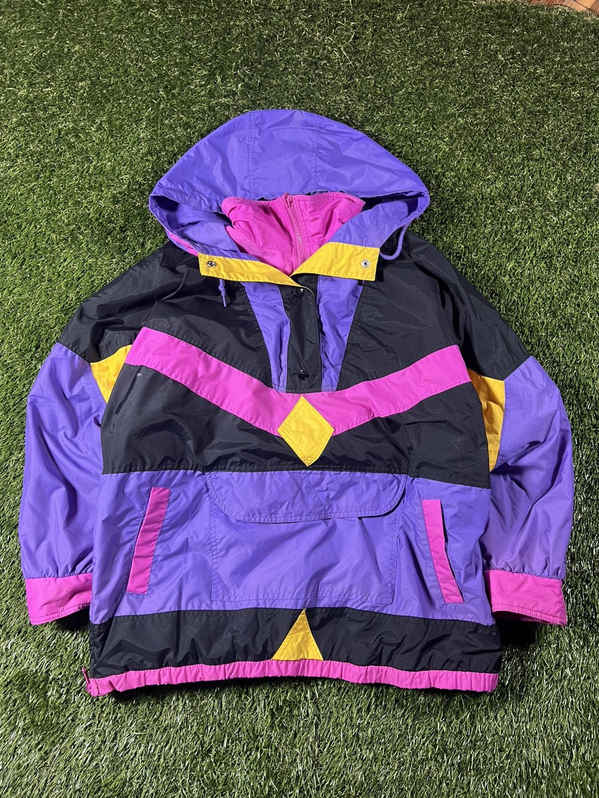 Vintage Vintage 90s Vibrant Reversible Fleece Ski Anorak Coat Jacket Size US L / EU 52-54 / 3 - 1 Thumbnail