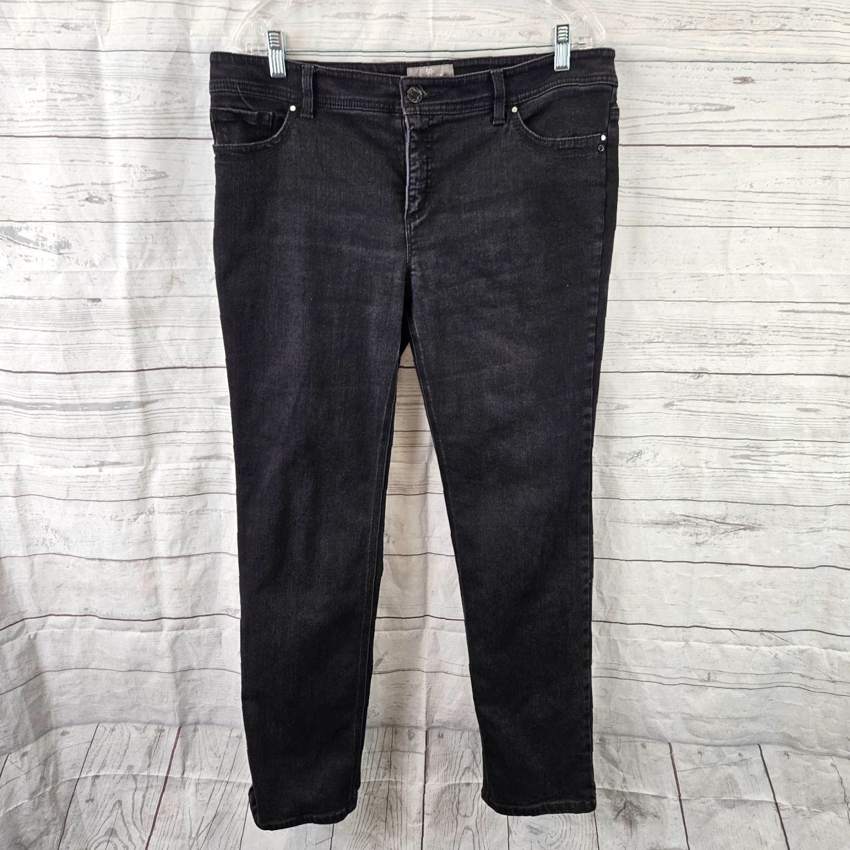 Vintage Chico's So Slimming Womens Jeans Size 12 Black Mid Rise Cotton Blend Skinny Tight Denim Pants Size 34" / US 12 / IT 48 - 2 Thumbnail
