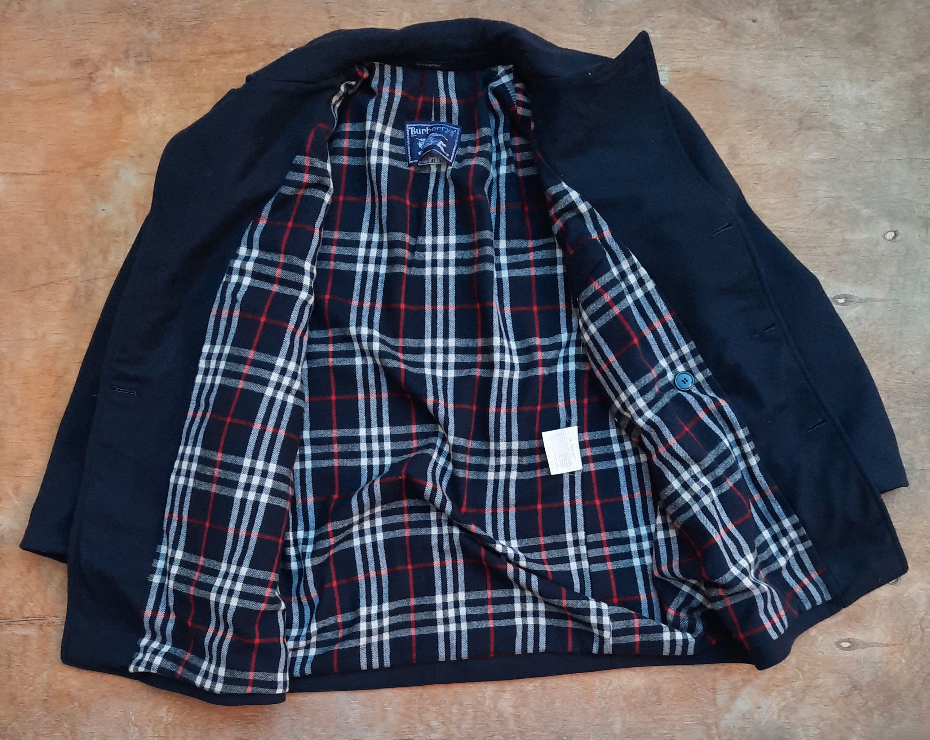 Burberry Burberrys Navy Wool Classic mens Double Breasted pea coat Size US L / EU 52-54 / 3 - 5 Thumbnail