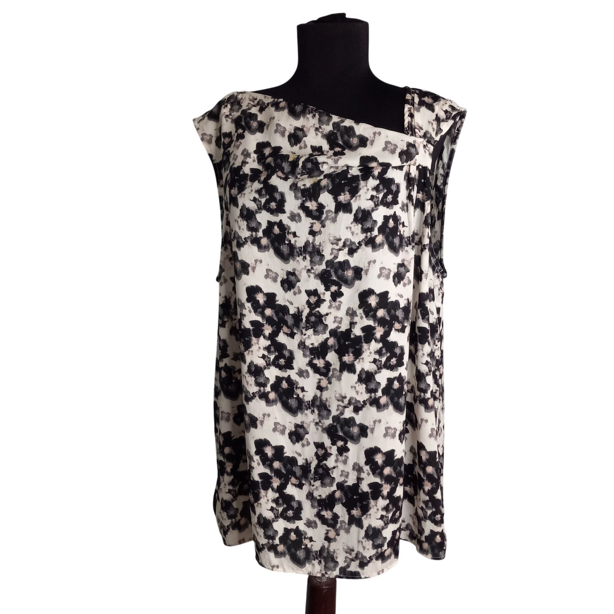Halston Halston Womens Black & White Floral Sleeveless Blouse XL Size XL / US 12-14 / IT 48-50 - 1 Thumbnail