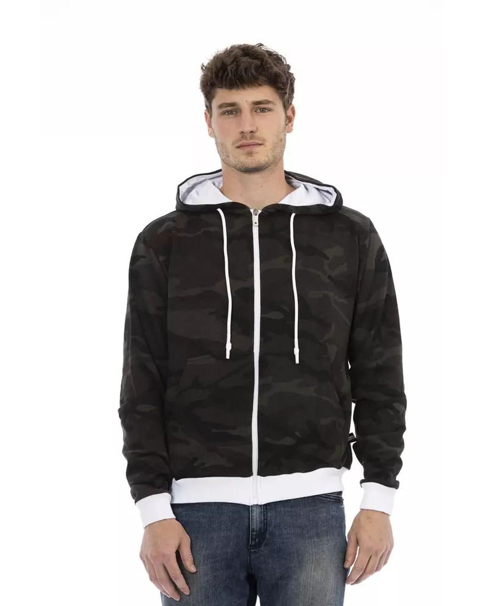 image of Baldinini Long Sleeved Hoodie With Rear Logo Closure in Green, Men's (Size Medium)