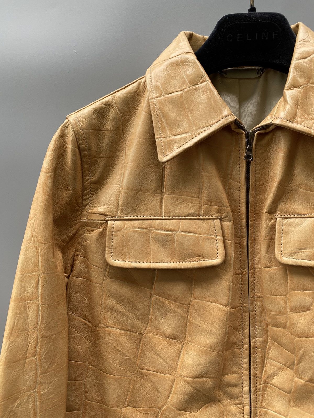KEITAMARUYAMA 2000s Embossed Croc Effect - Leather Trucker Jacket Size S / US 4 / IT 40 - 6 Thumbnail