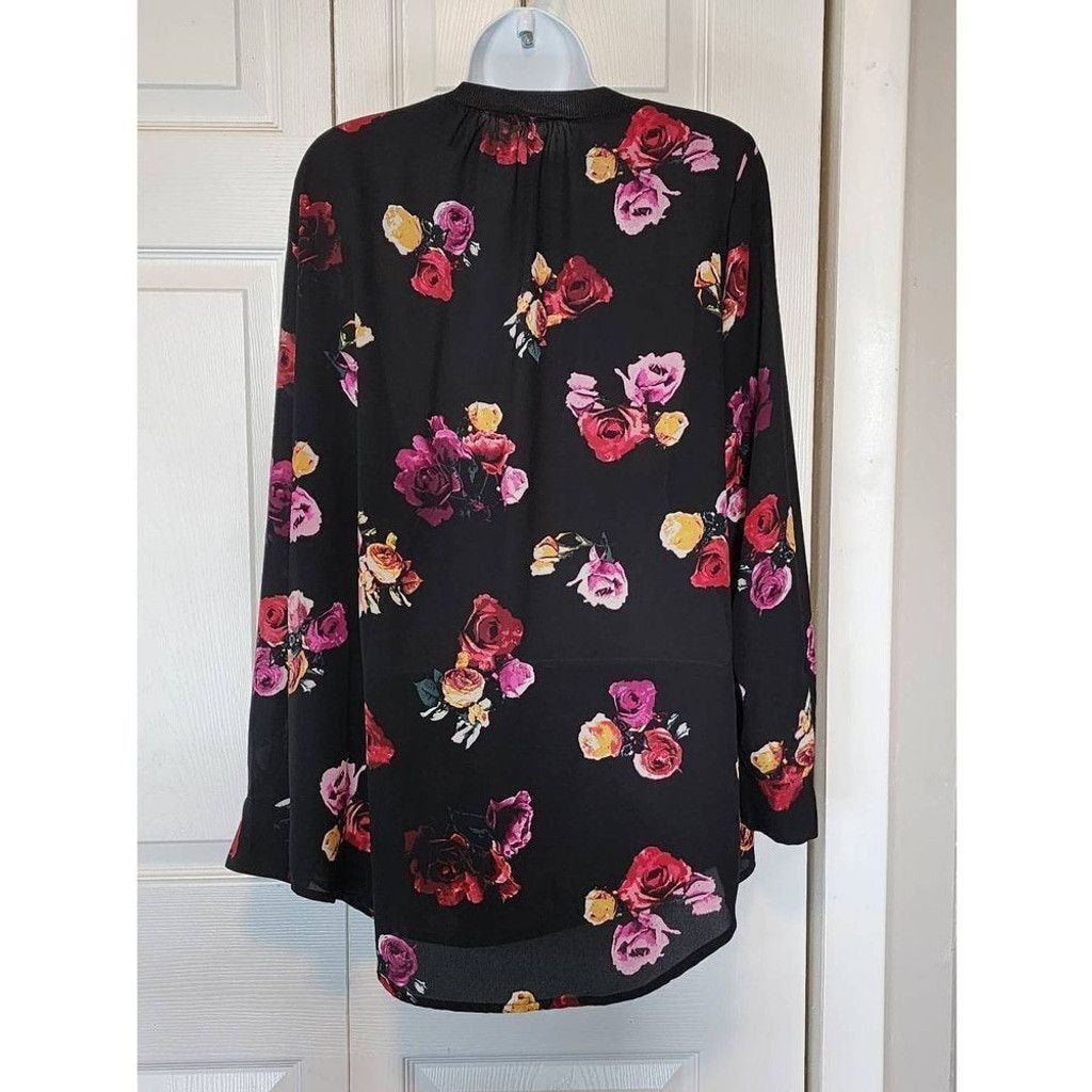 THAKOON Black Floral Blouse Size L / US 10 / IT 46 - 3 Thumbnail