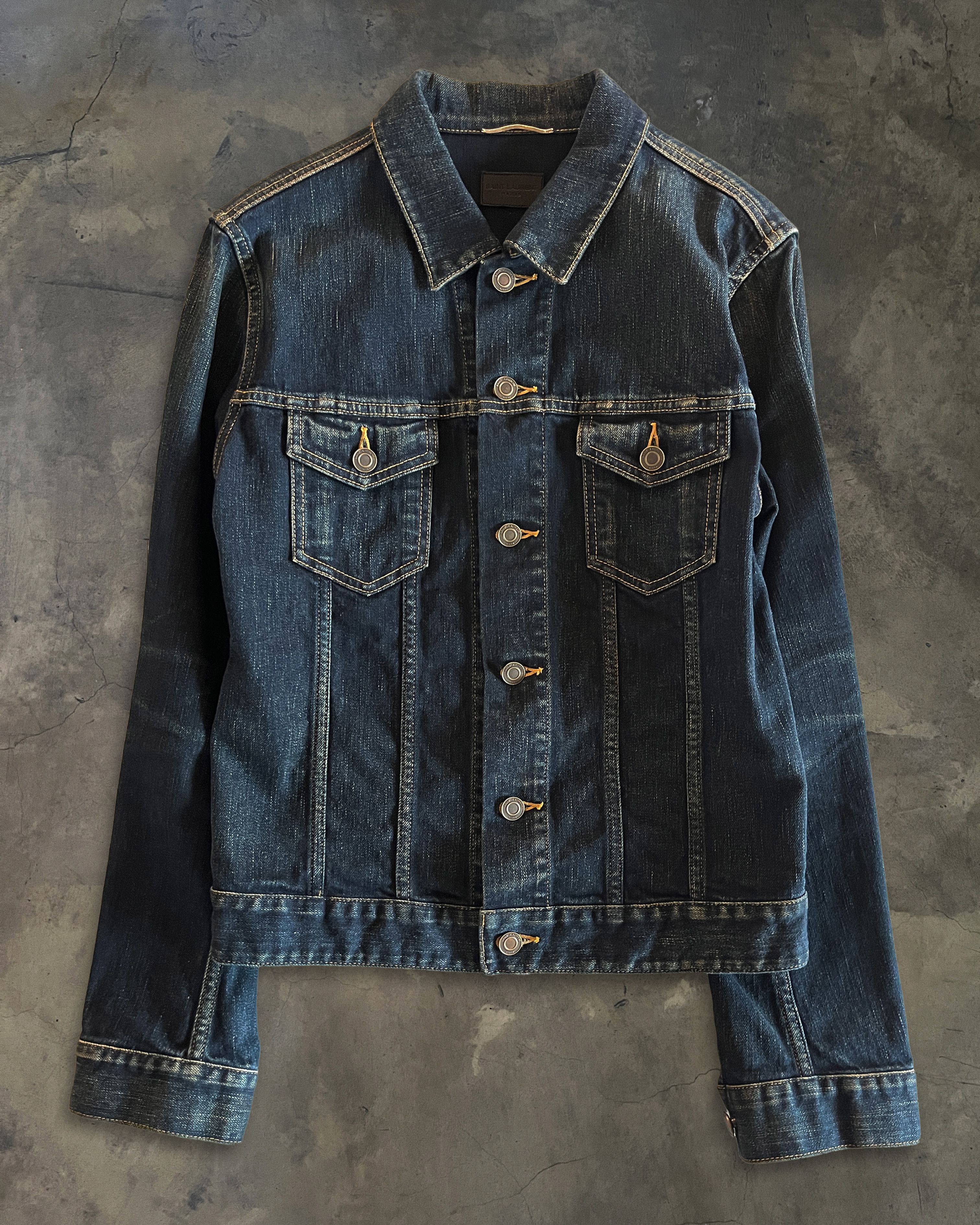 Saint Laurent Paris saint laurent destroyed denim jacket