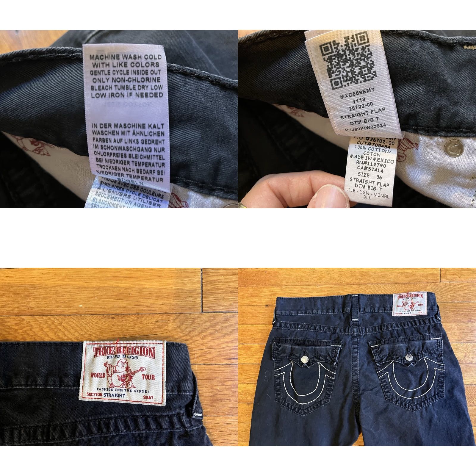 True Religion VINTAGE True Religion Jeans Big T Straight Flap Black 36 Men’s 36 Inseam 32 Denim Logo 5-Pocket USA Hipster Retro 90s Mens Size US 36 / EU 52 - 8 Thumbnail