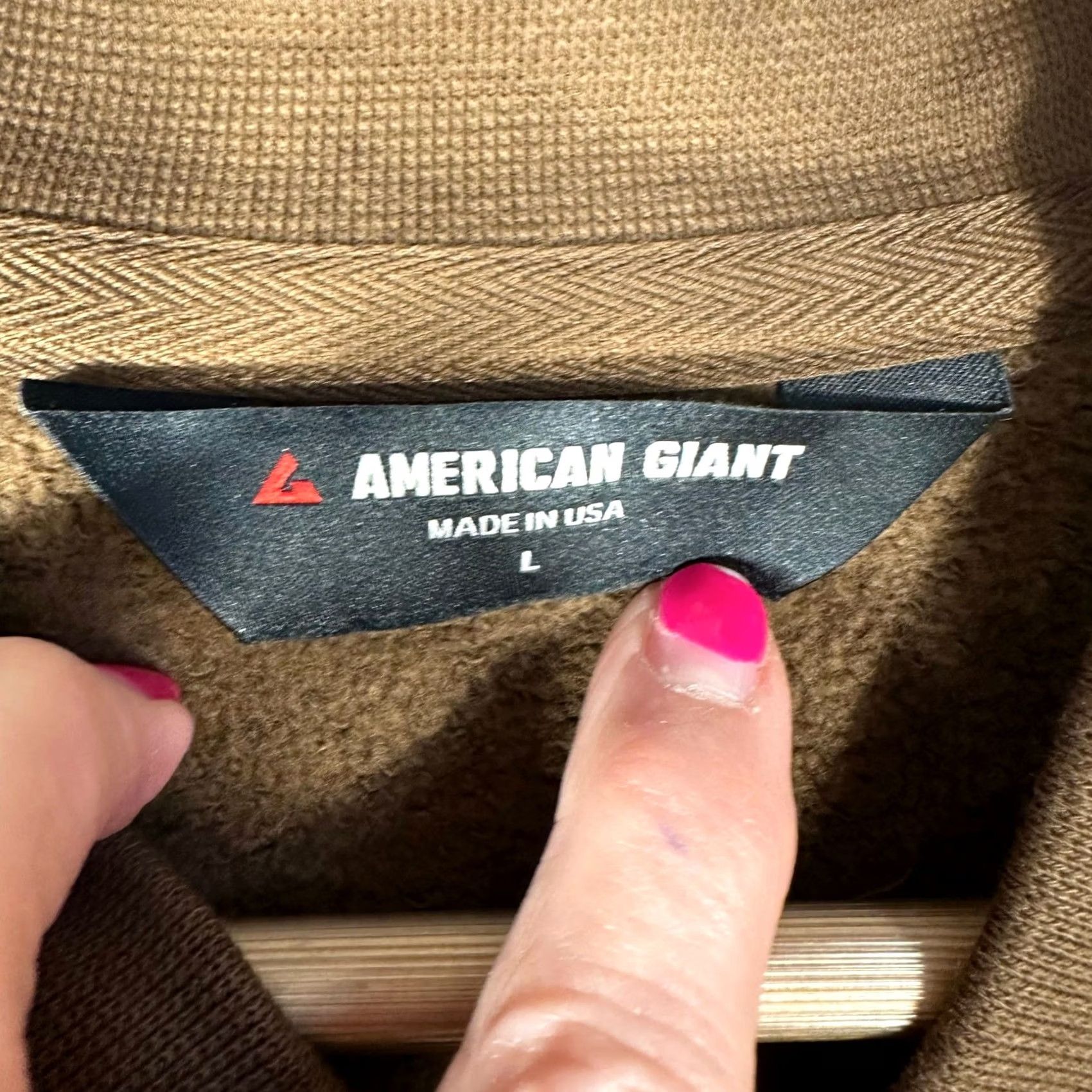Vintage Highlights key selling points: "American Giant," "Brown Fleece Bomber Jacket," "Large" directly address the user'S information Size US L / EU 52-54 / 3 - 6 Thumbnail