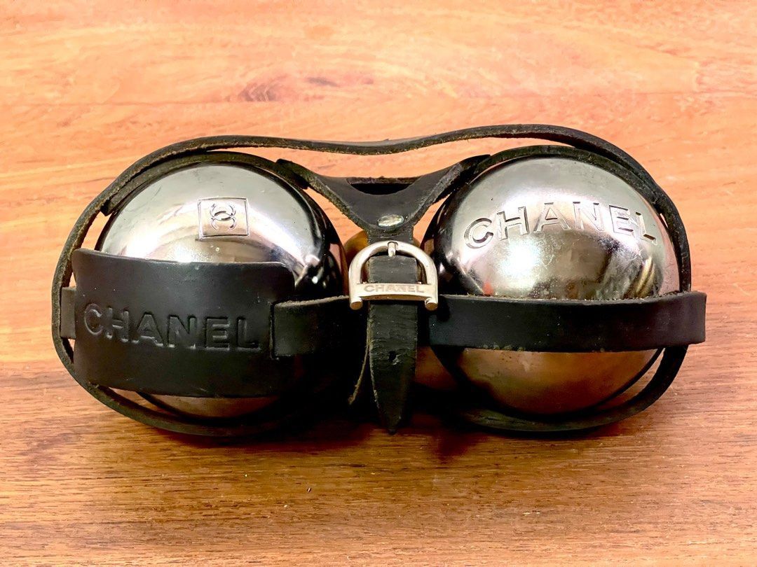image of Chanel Limited Black Leather Petanque Ball Set, Men's