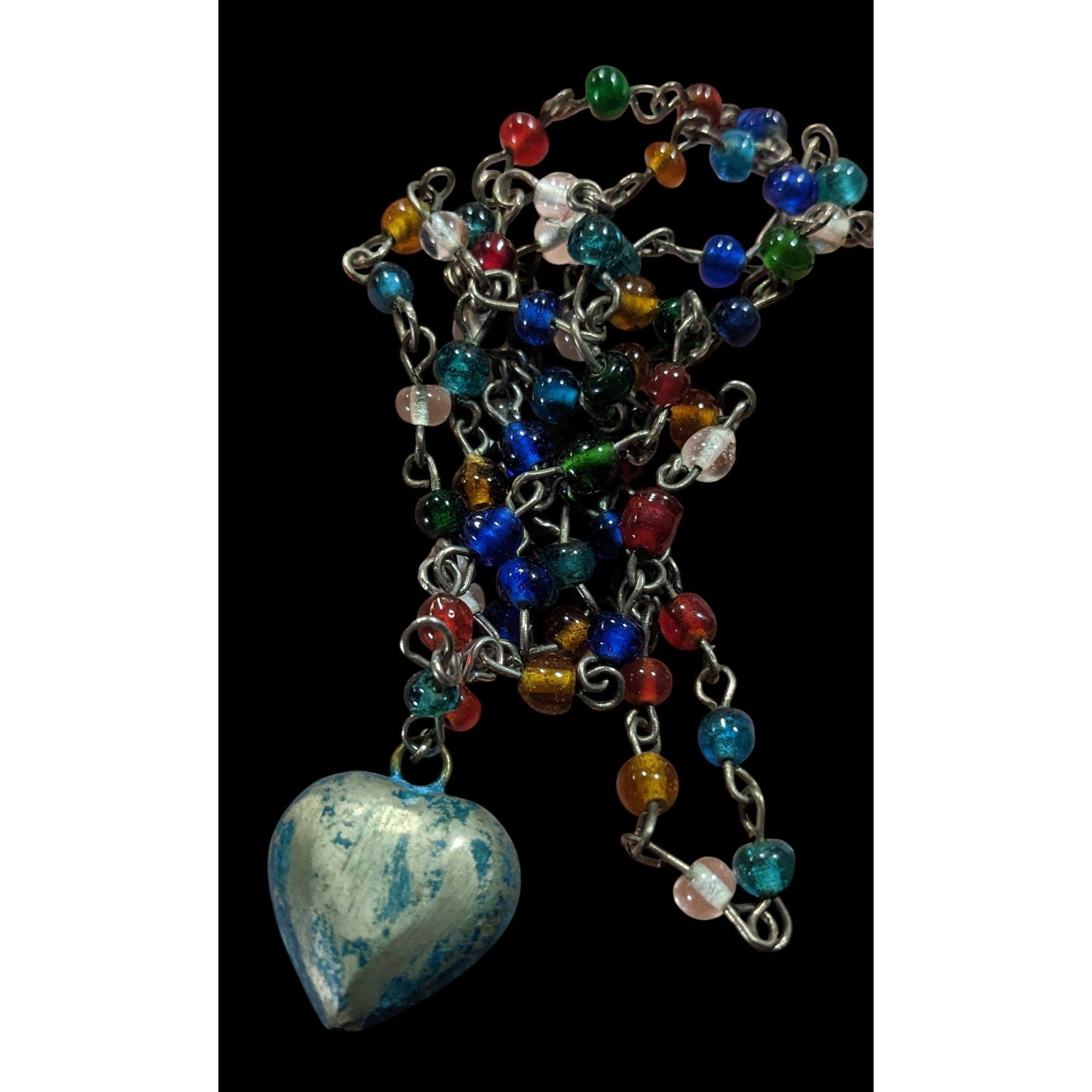 Other Rustic Romantic Rainbow Glass Beaded Necklace With Distresse Size ONE SIZE - 5 Thumbnail