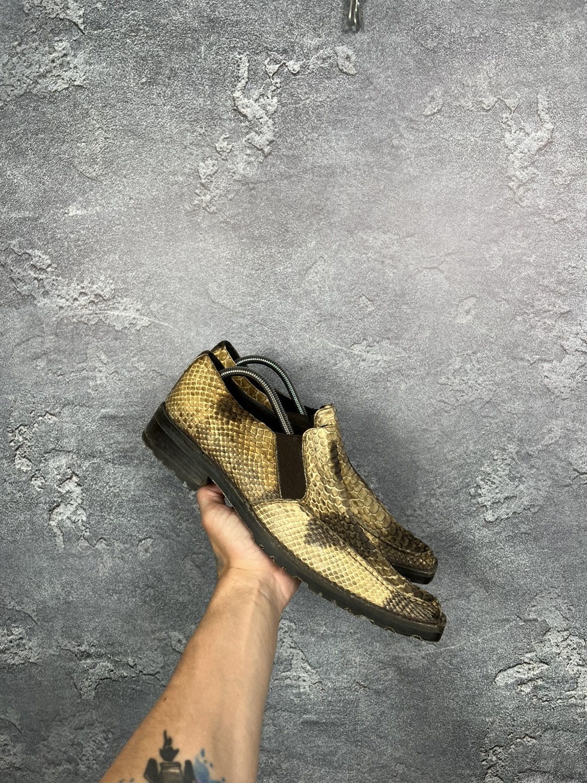 Leather × Vintage Vintage Handcrafted Genuine Python Leather Shoes Size US 9 / EU 42 - 2 Thumbnail