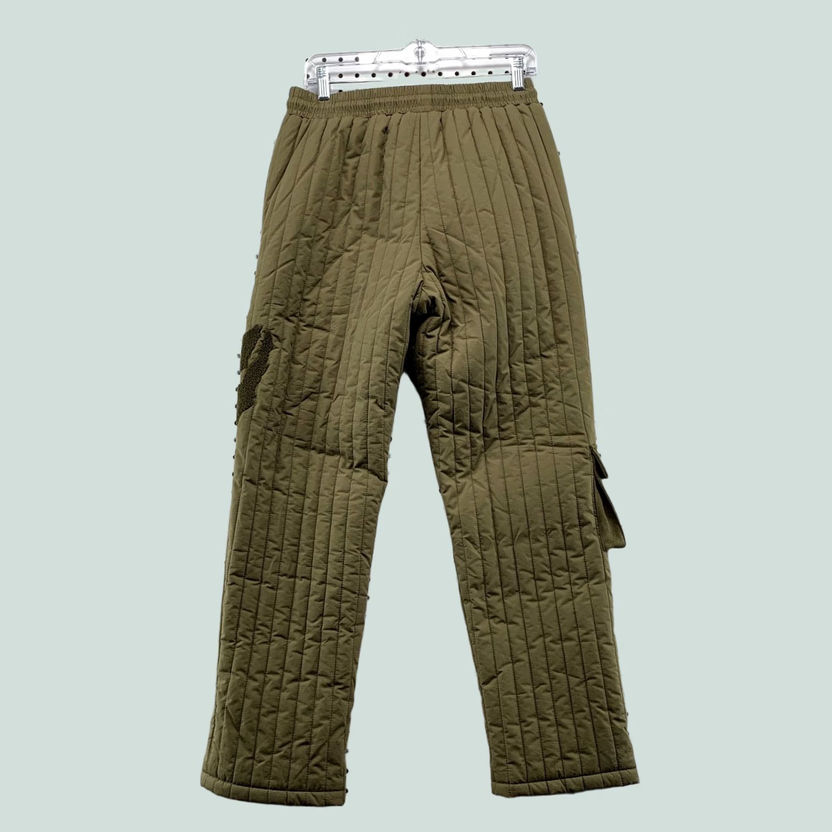 Olive Tier Cargo Pants Mens M Olive Green Quilted Insulated Retro Size 32" / US 10 / IT 46 - 1 Thumbnail