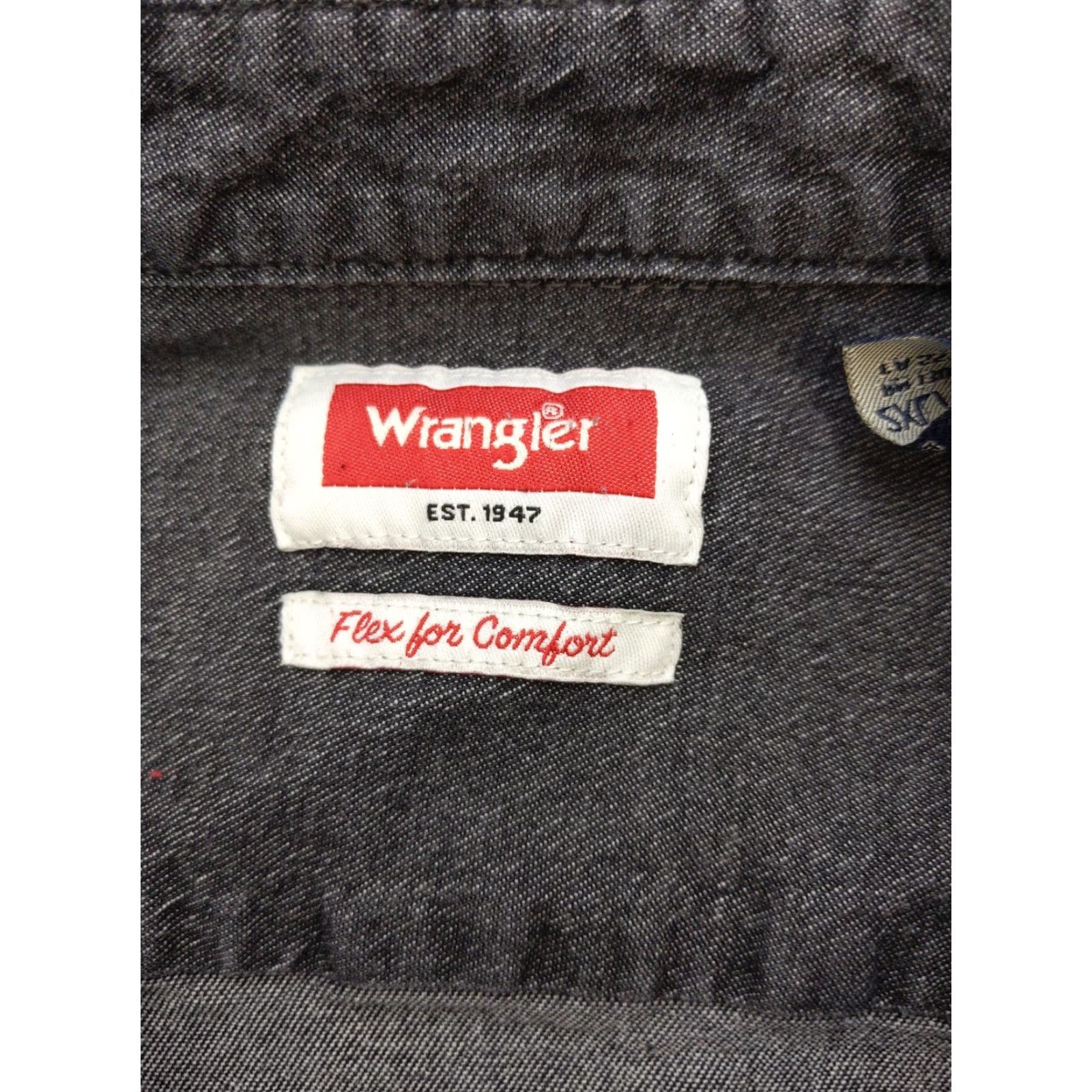 Wrangler Wrangler Shirt Mens 2XL Gray Denim Stretch Button-Up Long Sleeve Workwear Casual Size US XXL / EU 58 / 5 - 5 Thumbnail