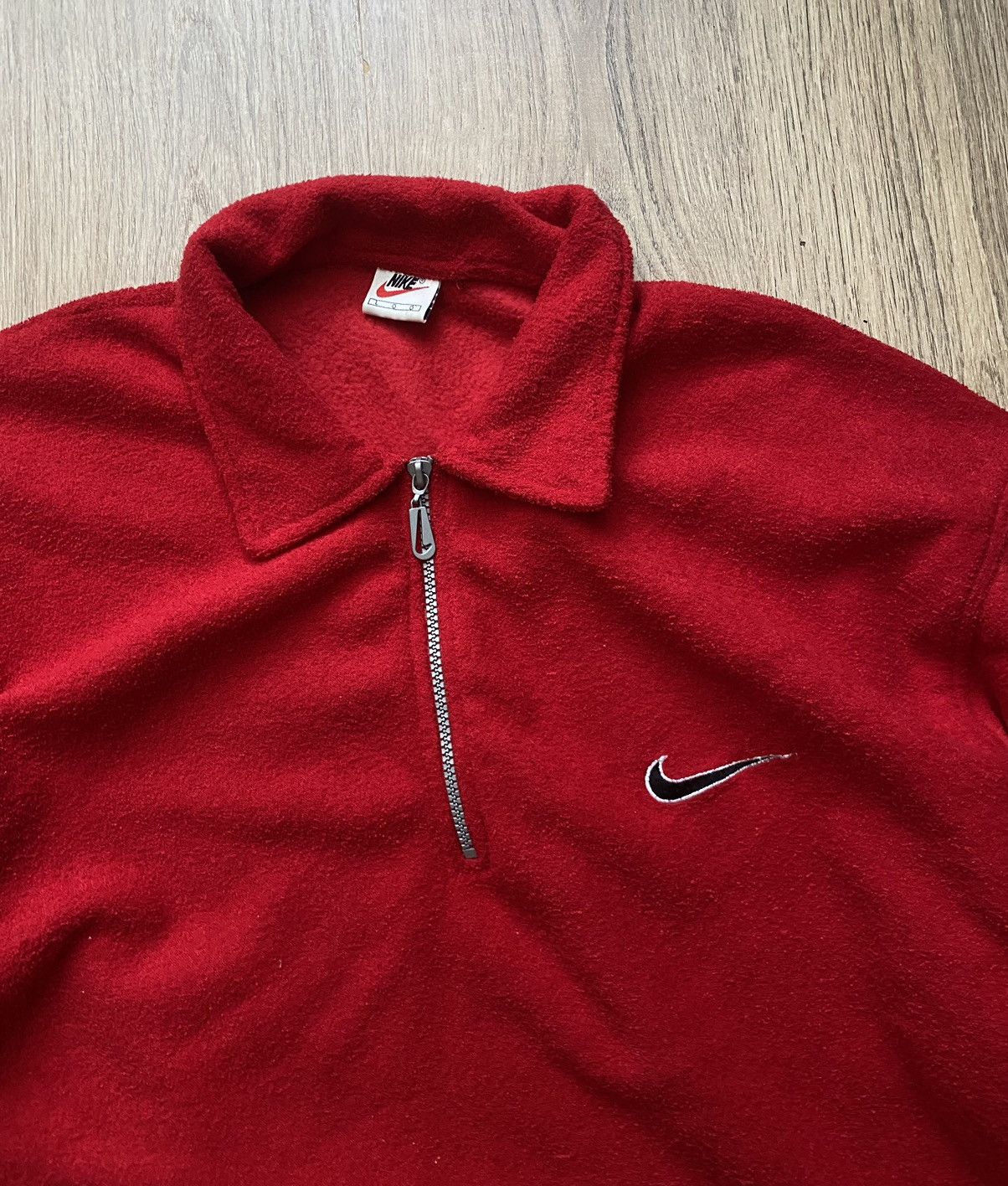 Nike × Vintage Vintage Nike Fleece Jacket Spell Out 1/4 Zip Sherpa Y2K USA Size US L / EU 52-54 / 3 - 2 Thumbnail