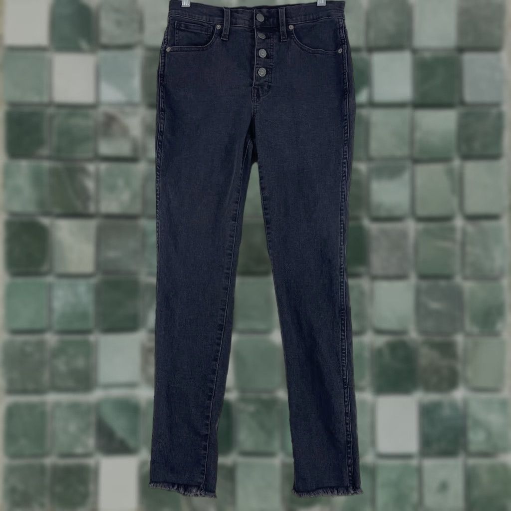 Madewell Madewell Jeans Womens 27 Black Denim 10" High-Rise Skinny Raw Hem Casual Size 27" / US 4 / IT 40 - 1 Thumbnail
