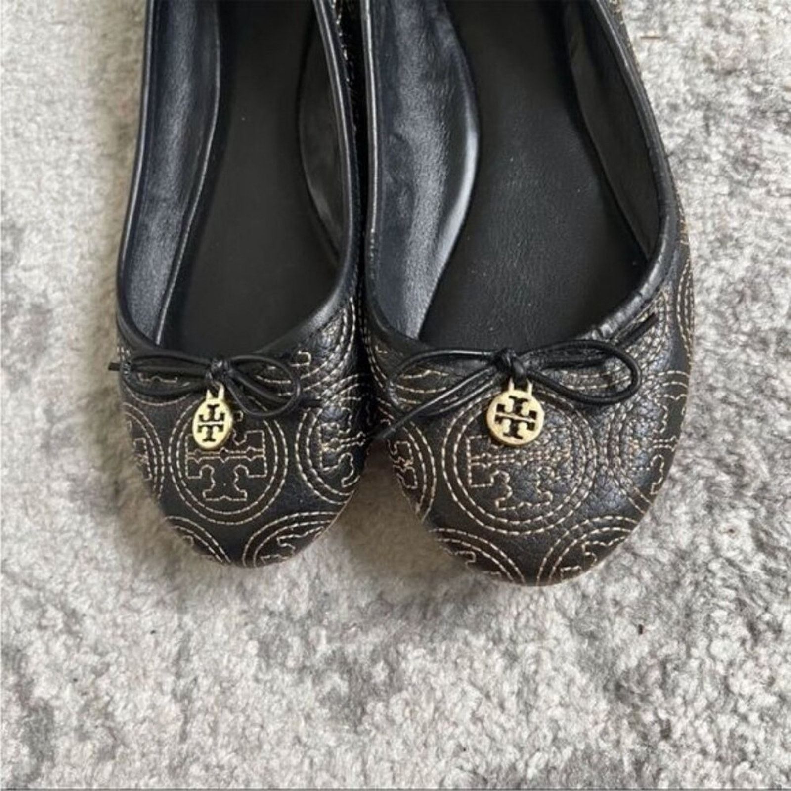 Tory Burch Tory Burch Flats Black Cream 6.5 Leather Sole Leather Upper Size US 6.5 / IT 36.5 - 10 Thumbnail