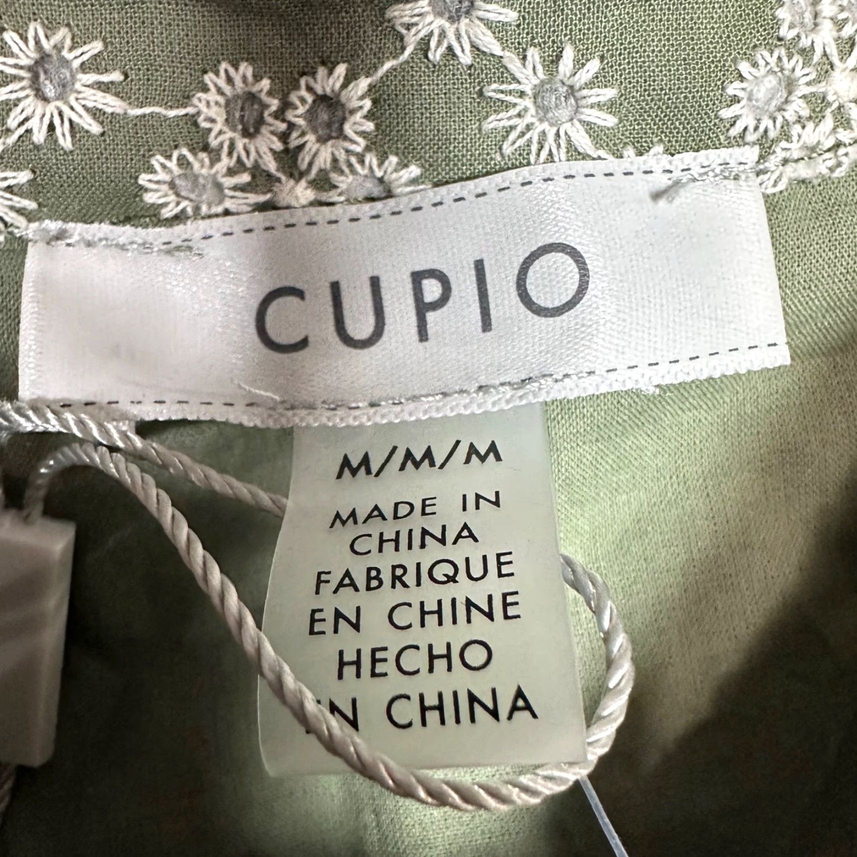 Vintage Cupio Womens Blouse Dolman Sleeve Button Front Medium Green Embroidered Size M / US 6-8 / IT 42-44 - 6 Thumbnail
