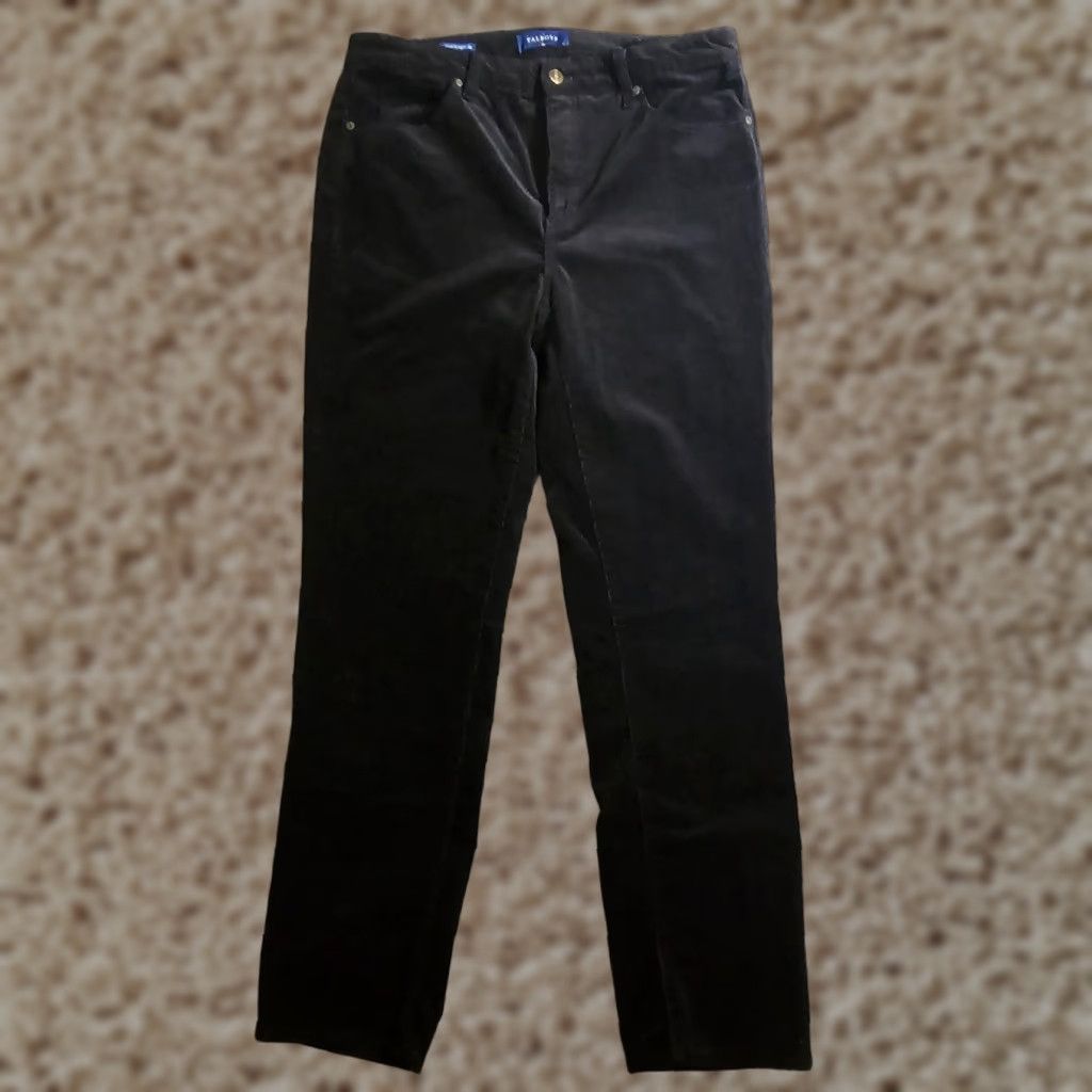 Talbots Talbots Pants Womens 12 Black Velour High Waist Straight Leg Stretch Casual Career Pants Size 24" / US 00 / IT 34 - 1 Thumbnail
