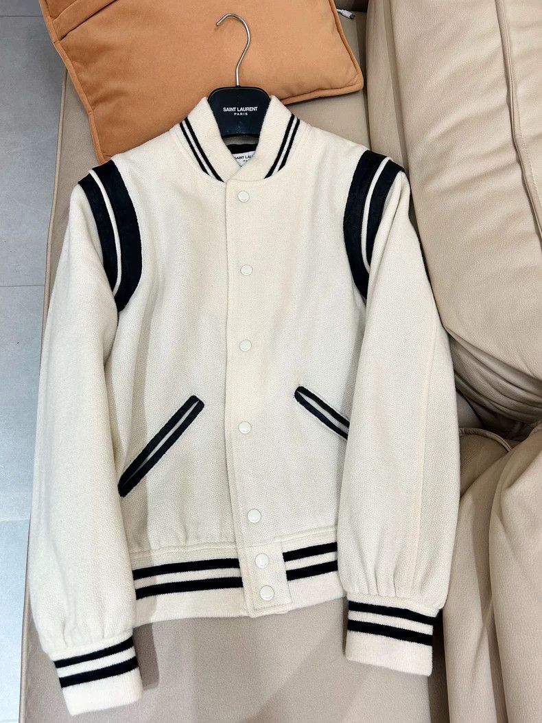 Saint Laurent Paris Saint Laurent Paris22fw white wool patchwork Teddy jacket Size US L / EU 52-54 / 3 - 1 Thumbnail