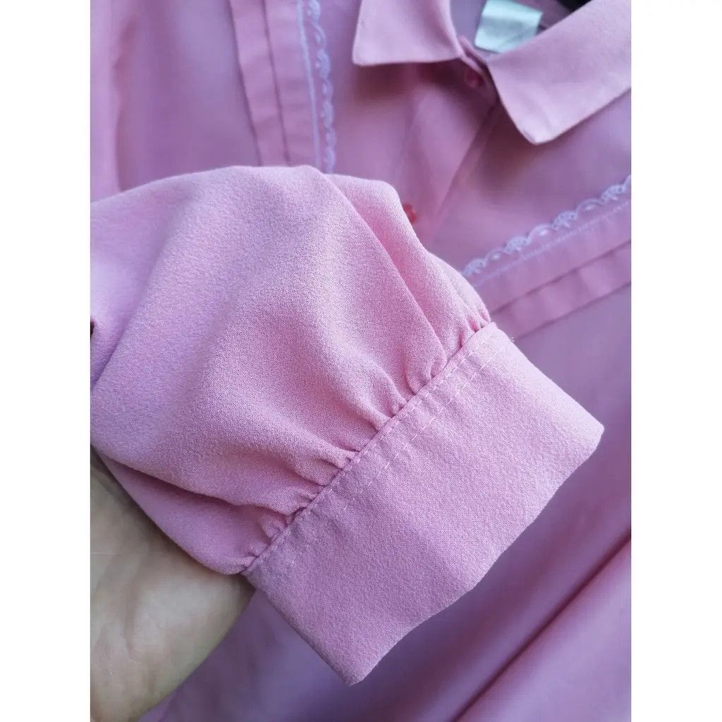 Other Pink Vintage Button-Up Blouse with Lace Detailing - Size S Size L / US 10 / IT 46 - 7 Thumbnail