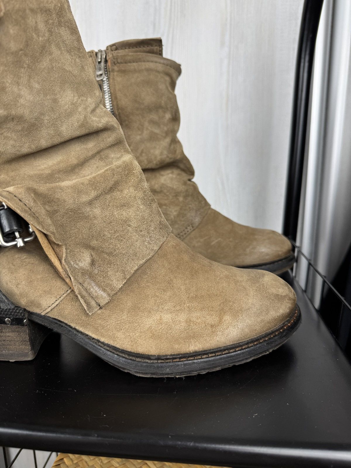 A.S.98 A.S.98 Airstep beige leather suede strap biker boots size 40 Size US 10 / IT 40 - 4 Thumbnail