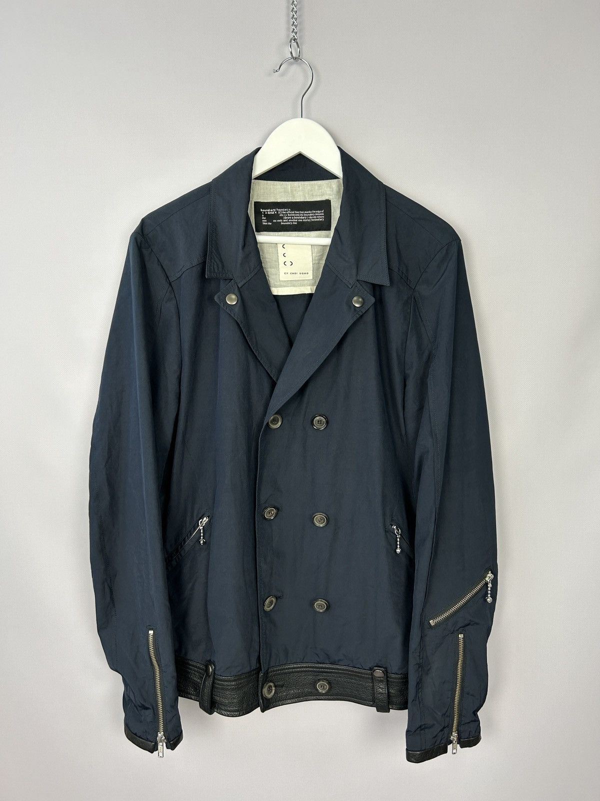 Japanese Brand Cy Choi Double Breasted Navy Nylon Coat Jacket Size L Size US L / EU 52-54 / 3 - 12 Thumbnail