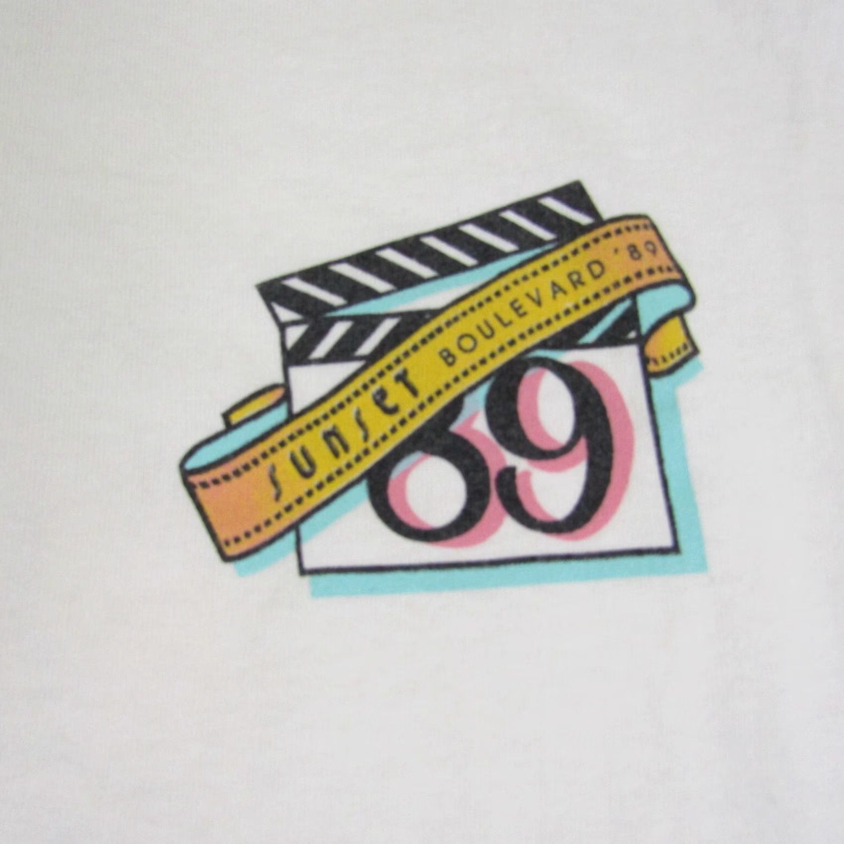 Fruit Of The Loom Vintage 80s Sunset Boulevard Shirt Men's Large White Graphic T-Shirt California Hollywood Cotton Size US L / EU 52-54 / 3 - 3 Thumbnail