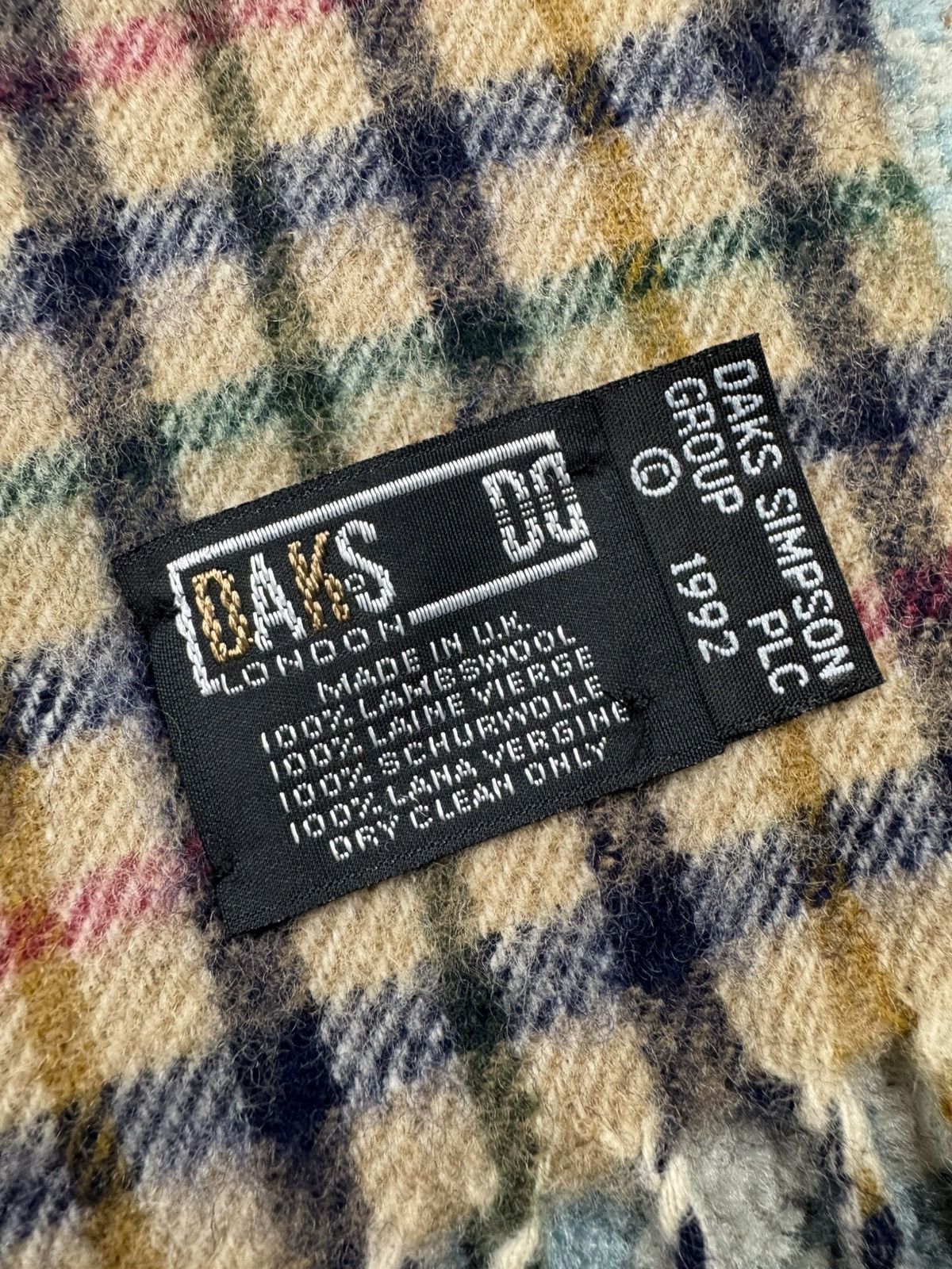 DAKS × Vintage Vintage 90s Daks London checked tweed lambswool scarf shawl Size ONE SIZE - 4 Thumbnail